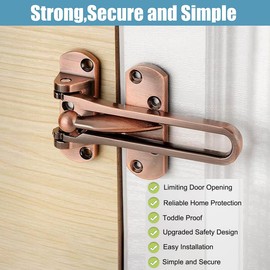 Litensh Door Chain Lock for Front Door, Swing Bar Door Guard Lock, Security Door Chain Latch for Home Apartment Hotel Dormitory (Red Bronze)