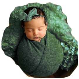Newborn Photo Props Blanket Backdrop Photography for Babies Cloth Backdrops Stretch Wrap Baby Boy Girl Photo Shoot Outfits (Green, Small)