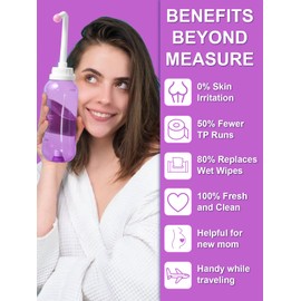 Po Shower Portable Bidet Po Shower 500 ml Vaginal Shower with 2 Nozzles Shower Ash with Button Peri Bottle Bidetlity Intimate Shower Woman Purple