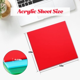 Macarrie 10 Pack 12 x 12 Colored Opaque Acrylic Sheets 1/8 Thick Acrylic Sheets for Laser Cutting Acrylic Panel Plastic Sheets for Glass Engraving Signs DIY Projects Craft Painting
