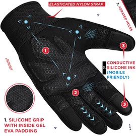 RDX Fitness Gloves Full Finger Women Men Weight Lifting Touchscreen Training Gloves Bodybuilding Strength Training Workout Gym Weight Lifting Gloves Powerlifting Strength Sports Grip Cycling Sports