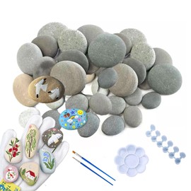 XHWOLGARIAN Set of 40 Stones for Painting, Flat Pebbles, 1-3 cm, Smooth Beach Pebbles, Natural Stone, Gravel Decorative Stones for DIY Painting, Craft, Art, Garden Decoration & Home Decor, Stones