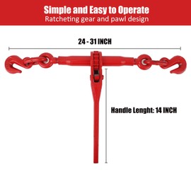 5/16" -3/8" Chain Binder, 5/16"×10ft Chains with 2 Binders and 2 Chains, Grade 70, Load Binder for Binder Chain with Grappling Hook, for Industrial, Agricultural, Logging, Towing Applications
