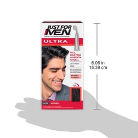 Just For Men Ultra Tinte para Canas Negro U55, Combina Perfectamente con tu Color de Cabello, Cepillo de Fácil Aplicación, 35g