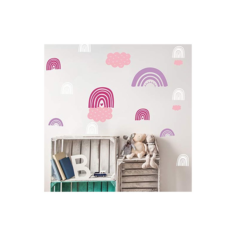 Rainbow & Clouds Wall Sticker, 4 x DIN A4, Nursery