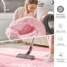 OLANLY 2x4 Machine Washable Runner Rugs for Hallway, Soft Fluffy Shaggy Bedside Rugs for Bedroom, Living Room, Indoor Floor Carpet for Kids Girls and Boys, Nursery Rooms, Home Decor Aesthetic, Pink