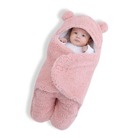 POOST Manta de bebé, Suave Manta de bebé con Capucha, Tela de Alta Calidad de 55 * 65cm para Mantener Caliente y cómodo, Adecuado para recién Nacidos 3-6 Meses (Rosa)