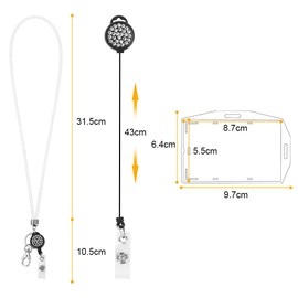 Vicloon Lanyard with Card Holder, Crystal Lanyard Necklace with Transparent ID Card Holder, ID Card Holder, Badge Kit for Key Chain and ID (Pure White)