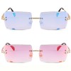 Rectangle Sunglasses for Men/Women Small Rimless Square Shade Eyewear -Mirror