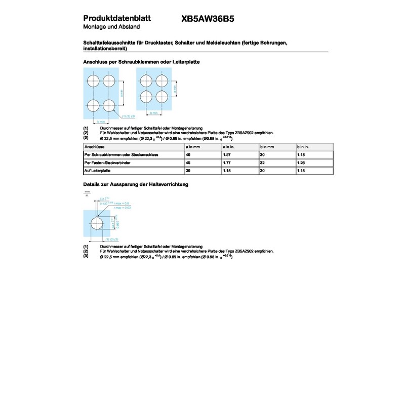 Schneider XB5AW36B5 Light Push Button Blue Flat 1NC + 1NC