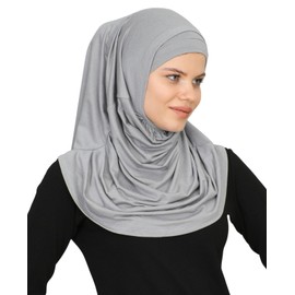 Prien Chic Hijab for Women, Muslim Headscarf Undercloth Set, Long Headscarves Dress, Women, Scarf for Prayer Clothing, Abaya, Muslim Dresses for Ramadan Hajj, gray