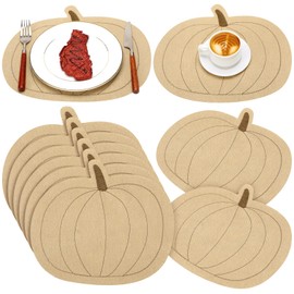Gandeer 6 Pcs Fall Thanksgiving Pumpkin Placemats Fall Autumn Table Decorations 13.4 x 11.8 inch Indoor Farmhouse Harvest Pumpkins Table Round Placemats for Party Kitchen Dinning