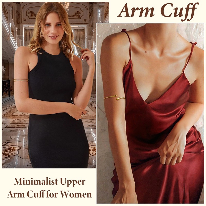 PEALICIOUS 2PCS Gold Arm Cuff for Women, Arm Cuff Gold
