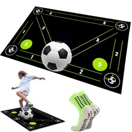 Soccer Training Mat, Soccer Footstep Training Equipment Mat,Non-Slip Silent Equipment for All Ages to Improve Speed and Coordination Indoor (Black)