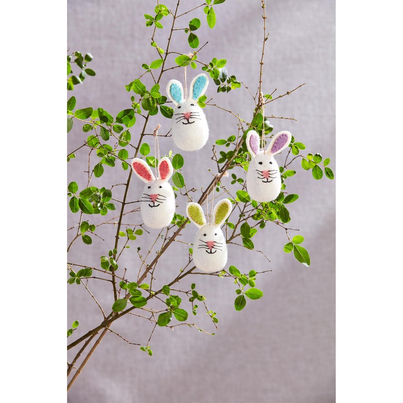 Mud Pie Felt Wool Egg Hangers, Blue; 3" H