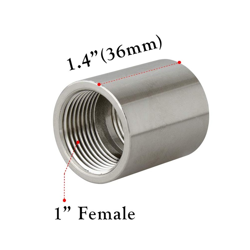 Quickun 304 Stainless Steel Pipe Coupling Fitting, 1" x 1"