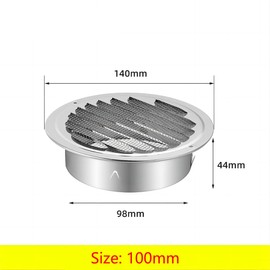 Qrity Vent Outlet Stainless Steel Vent Covers, Round Louver Grille Cover, Wall Ventilation Outlet, with Built-in Screen Mesh, Flat, 4"(100mm)