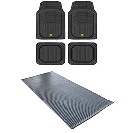 BDK Cat® CAMT-9014 (5-Piece Set) Deep Dish Rubber Truck Floor Mats, Universal Trim to Fit Front & Rear Combo with Truck Bed Mat Liner, Heavy Duty All Weather