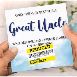Birthday Card for Great Uncle, Funny Great Uncle Birthday Card, Reduced Sticker, Humorous Card, Only The Very Best for my Great Uncle on his Birthday, Birthday Card for Men, 148mm