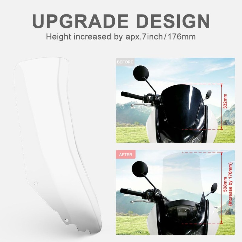 Xitomer Tall Windshield Windscreen Fit for KLR 650 Gen2 2018