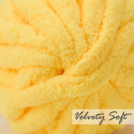 ERLYEEN Chenille Chunky Yarn Super Bulky Soft Thick Fluffy Jumbo Giant Washable Polyester Big Yarn DIY for Arm Knit Blanket Cushion Bed Sofa Home Decor,Yellow,0.55LB