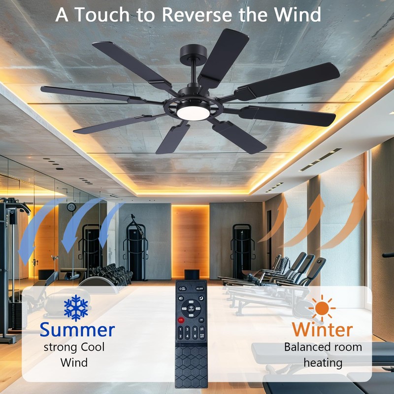 FUMLTP 62 inch Ceiling Fans with Lights and Remote Control,