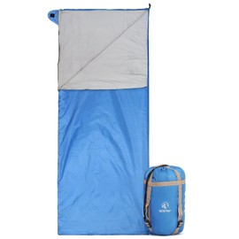 REDCAMP Ultra Lightweight Sleeping Bag for Backpacking, Comfort for Adults Warm Weather, with Compression Sack Blue (75"x 32.5")