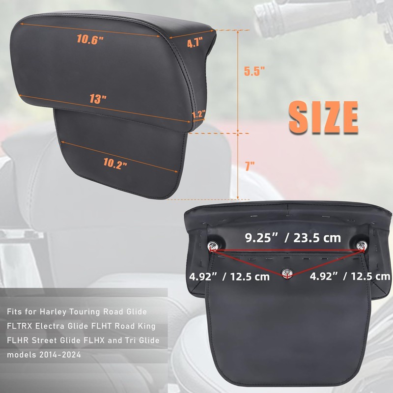 Sresk Chopped Tour Pack Backrest Pad, Trunk Backrest Pads Fit