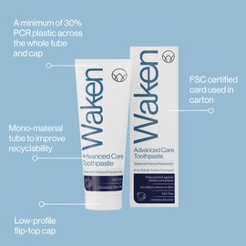 Waken Enamel Care Toothpaste – SLS Free with Natural Spearmint & Fluoride to Strengthen Enamel, Vegan Toothpaste for Fresh Breath, White Teeth & Daily Protection, 75ml
