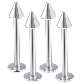 bodyjewellery 4pcs 16g Labret Lip Stud Monroe Cartilage Tragus Helix Earring Snake Bites Conch Spider Bites Piercing 3mm Spike - 12mm