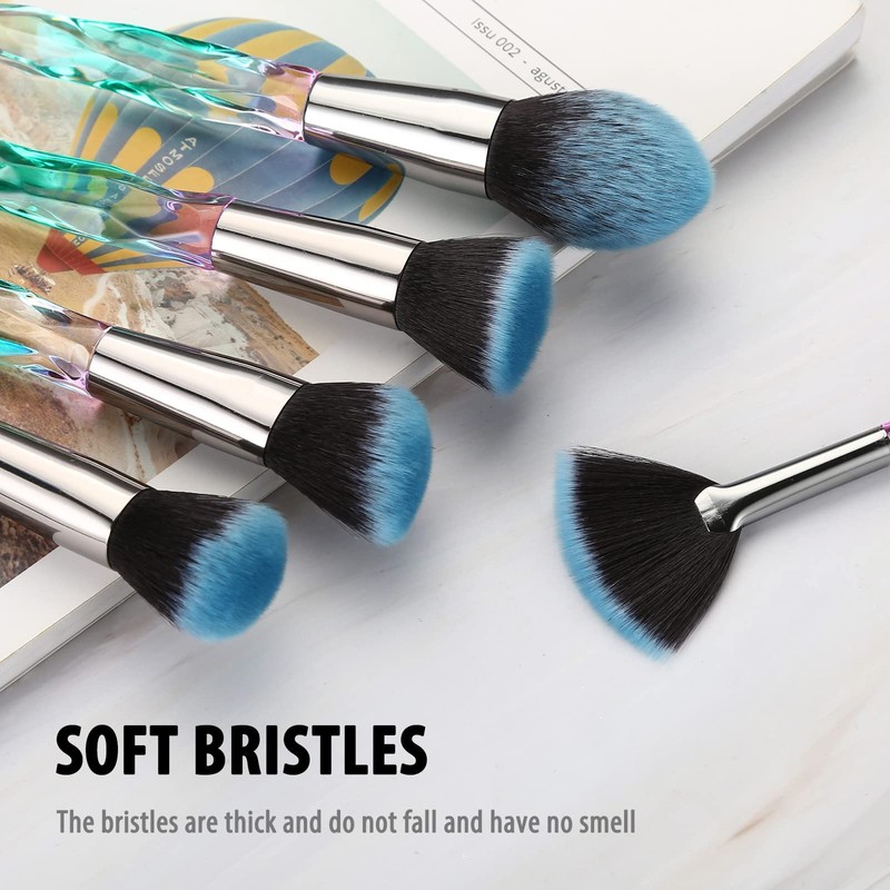 Makeup Brush Set Glamour Gaze 10Pcs Crystal Handles Makeup Brushes