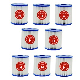 UVGS for Intex Krystal Clear Model 601 Pool Filter Cartridges Type H Pool Replacement Filter Pump Cartridge for Intex Spa 28601/28602 Filter Pumps (8PCS)