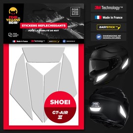 Fear The Yellow Bear© Easy Replica Shoei GT AIR™2 and 3 Kit of 5 Reflective Stickers for Motorcycle Helmets, 3M™ Technology (White, SHOEI GT AIR 2)