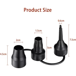 3 Sizes Air Pump Replacement Nozzles, Black Air Pump Nozzles Head for Inflatables, Air Pump Inflator Adaptor Accessory for Partial Air Bed,Air Mattress, Plastic Air Pump Inflator Adaptor Accessories
