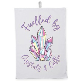Hippowarehouse Fuelled by crystals and coffee Tea Towel Eco Printed Dish Cloth Kitchen accessory 50cmx70cm 100% Cotton