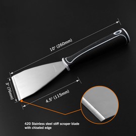 ROLLINGDOG 3 Inch Spatula - Professional Spatula with 76 mm Carbide Blade for Concrete, Tiles & Wood, Telescopic Pole Compatible