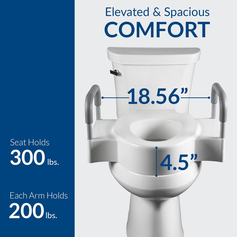Bemis Rise 4.5" Raised Toilet Seat with Handles, Toilet Seat