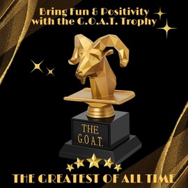 Flexzion The Goat Trophy Award - Greatest of All Time Funny Trophy for Adults, Engraved Plate with Head Goat Statue, Unique Recognition Gift Plaque for Sports, Employees