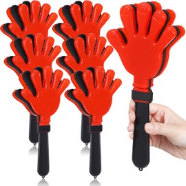 Poen 6 Pcs Jumbo 11 Inch Hand Clappers Noise Makers Giant Large Plastic Noisemakers for Sporting Event Dance Fiesta Birthday Accessories Party Supplies(Red and Black)