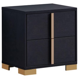Coaster Home Furnishings Marceline Contemporary Wood 2-Drawer Bedroom Nightstand Bedside Table Organizer Unit Black 222832
