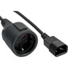 InLine® Power cable, C14 plug to Schutzkontakt female, black, H05VV-F