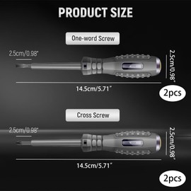 4 Pack Electrical Screwdriver and Circuit Tester - Electrician Screwdriver Set with 2 Flathead & 2 Crosshead, Voltage Detector for 12-220V, 14.5cm