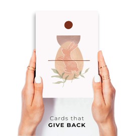 Wunderkid Artistic Happy Easter Card, Easter Bunny Card Art (1 Single Card, Blank inside)