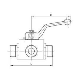 3-way ball valve with external thread (light version) and L-bore, ValCon® connection 10L (M16x1.5)