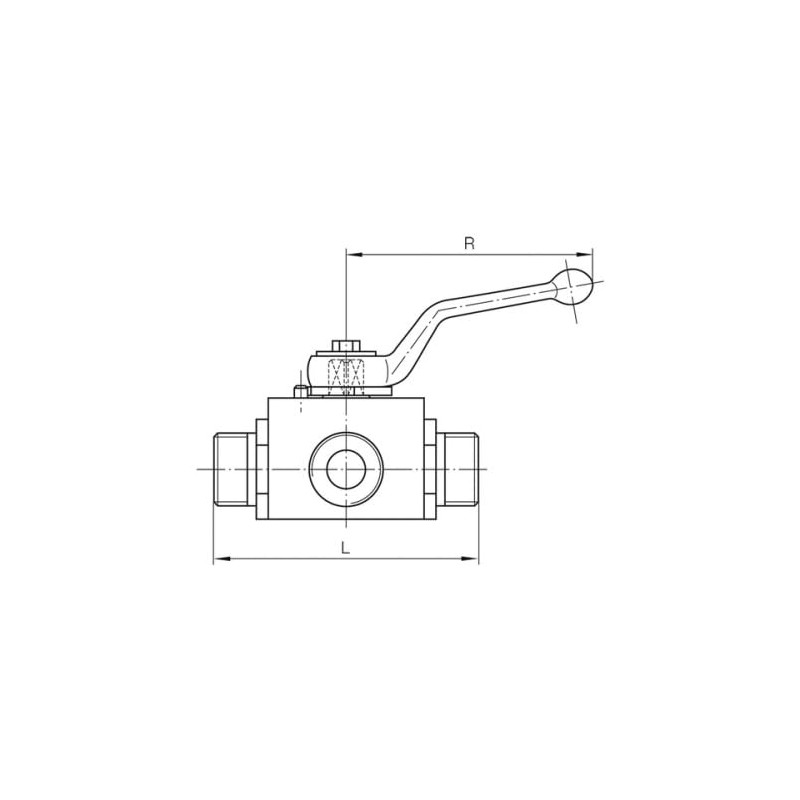 3-way ball valve with external thread (light version) and L-bore,