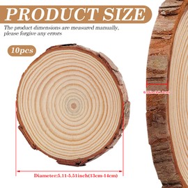 MEGYAD Pack of 10 Wooden Discs 13-14 cm Diameter Wooden Discs Round Wooden Discs for Crafts Wooden Disc Coasters Wood for Crafts for DIY Crafts Wedding Christmas Decoration Tree Disc