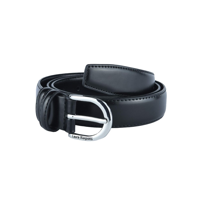 Biagiotti Women's Genuine Leather Thin Belt with Box, Black 3