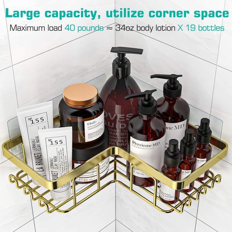 YASONIC Corner Shower Caddy, 3-Pack Adhesive Bathroom Caddy with Soap
