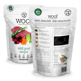 WOOF Wild Goat Freeze Dried Raw Dog Food, Mixer, or Topper, or Treat - High Protein, Natural, Limited Ingredient Recipe 9.9oz
