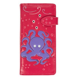 Shagwear Women's Large Zipper Wallet Octopus Pink
